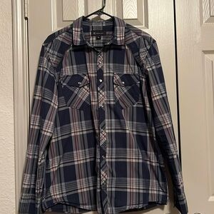 Men's INC International Concepts Western Plaid Shirt - Size L, Snap Closure